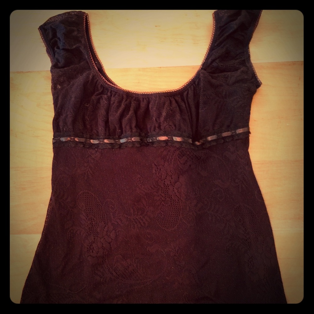 Deep brown lace top